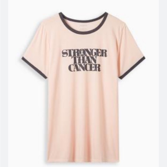 Torrid BCA Stronger than Cancer Classic Fit Crew Ringer Tee - Picture 1 of 6